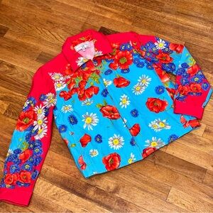 Floral Zip-Up Jacket Vintage St john Sport Marie Gray Medium